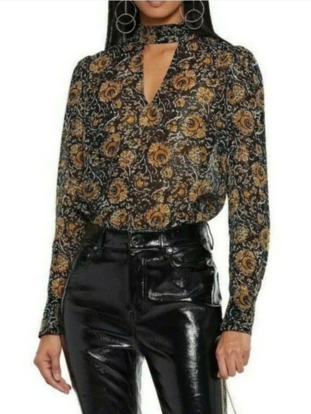 Veronica Beard Silk Blend Semi Sheer Blouse With Tie Size US 8